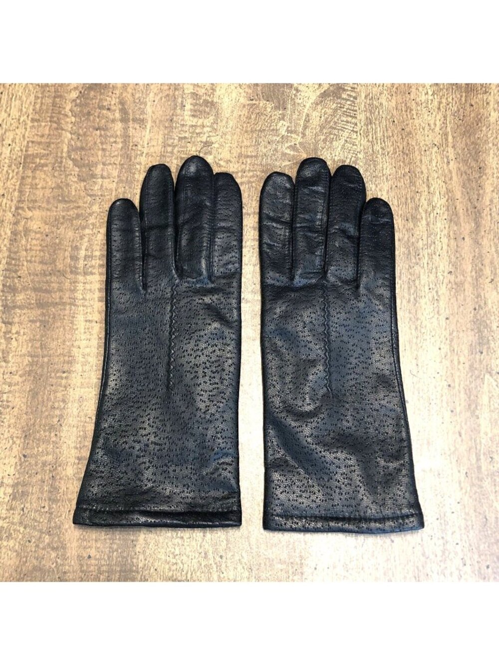 Fownes Black Leather Fleece Lined Winter Dress Driving Gloves Size 7 1/2